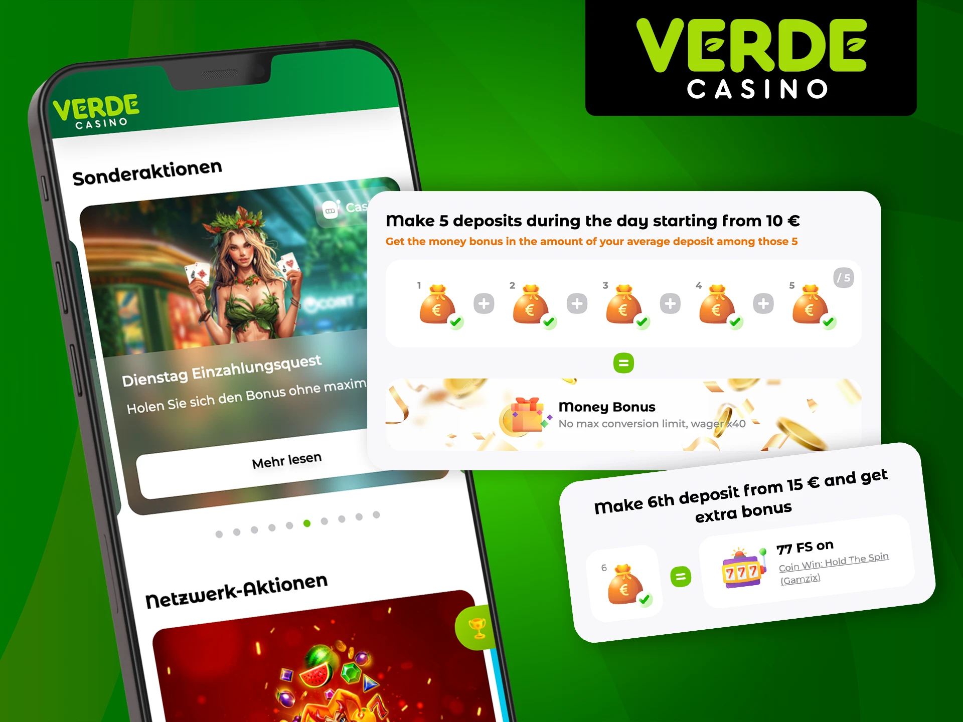 Entdecken Sie den Dienstag Deposit Quest-Bonus in der Verde Casino-App.