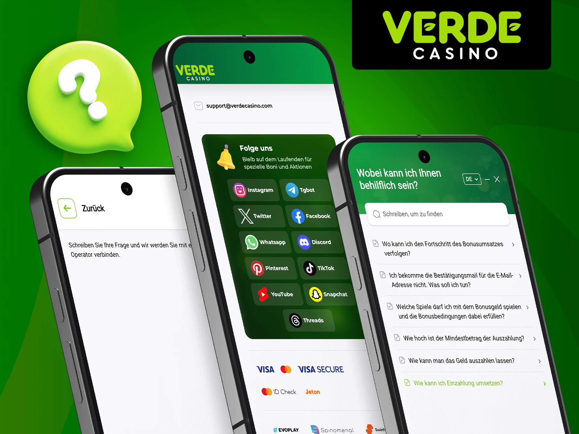 Erfahren Sie, wie Kunden bei Verde Casino Hilfe erhalten können.