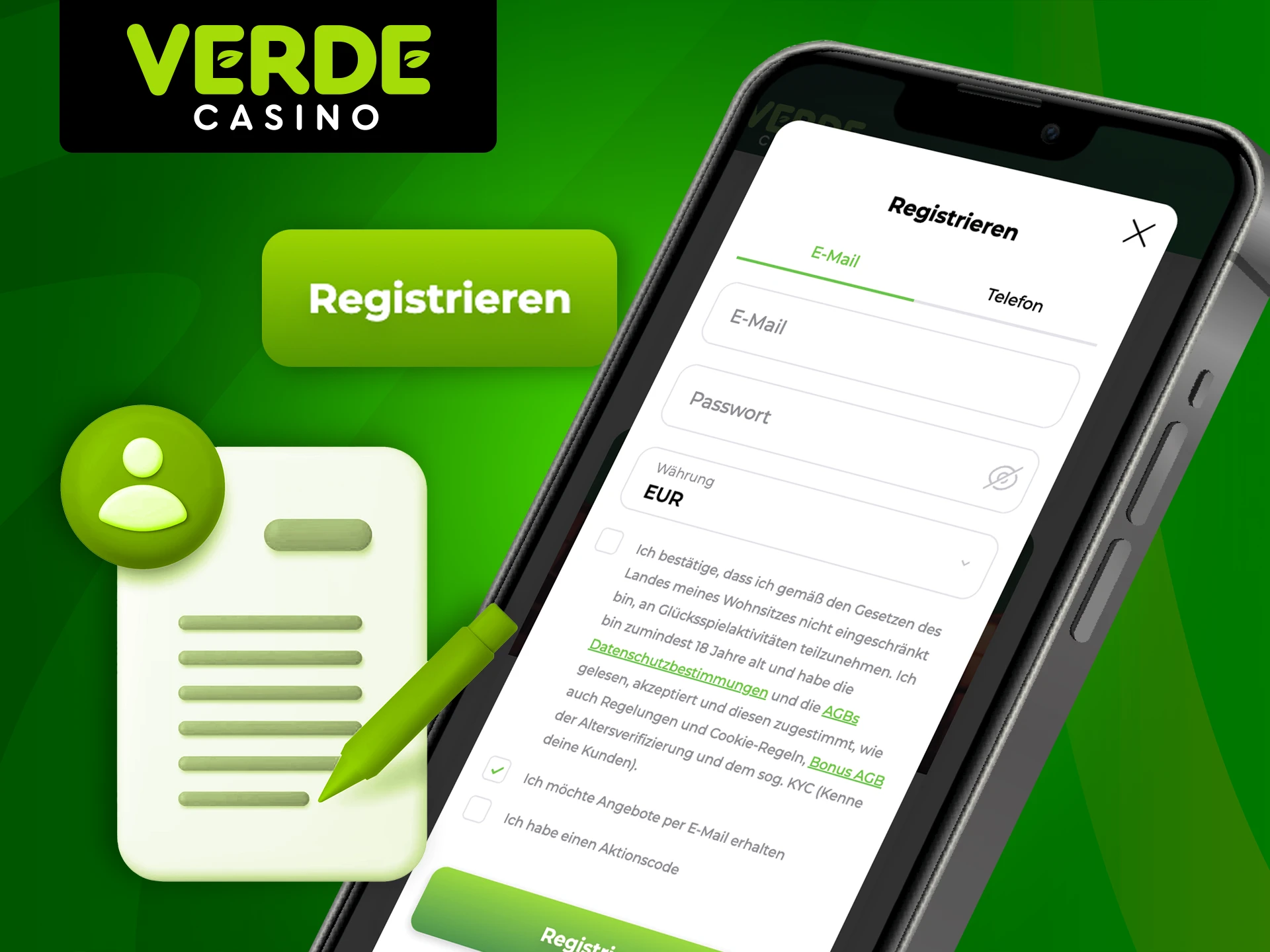 Lesen Sie die Schritt-für-Schritt-Anleitung zur Registrierung bei Verde Casino.