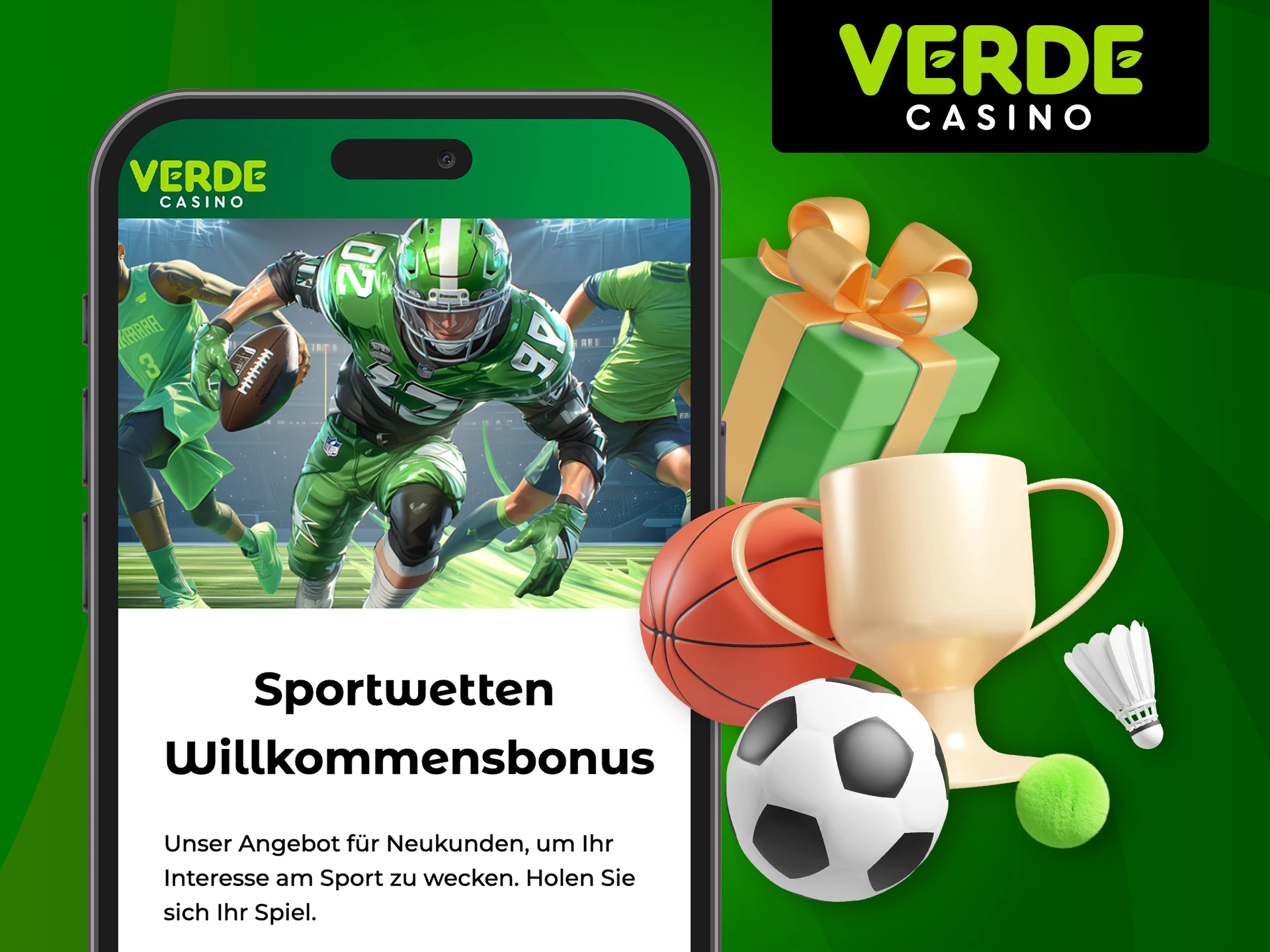 Erfahren Sie, wie Sie den Wett-Willkommensbonus in der Verde Casino-App erhalten.