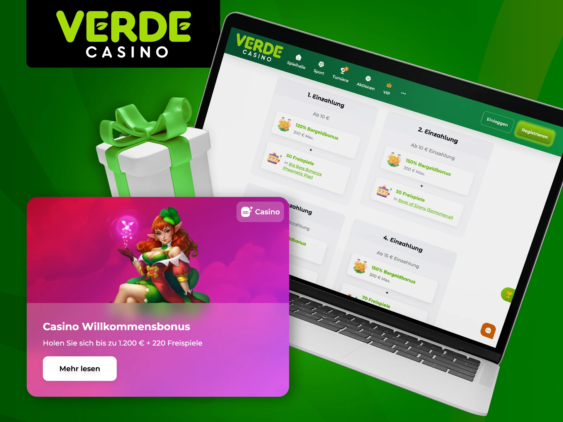 Lesen Sie die Bonusbedingungen im Verde Casino.