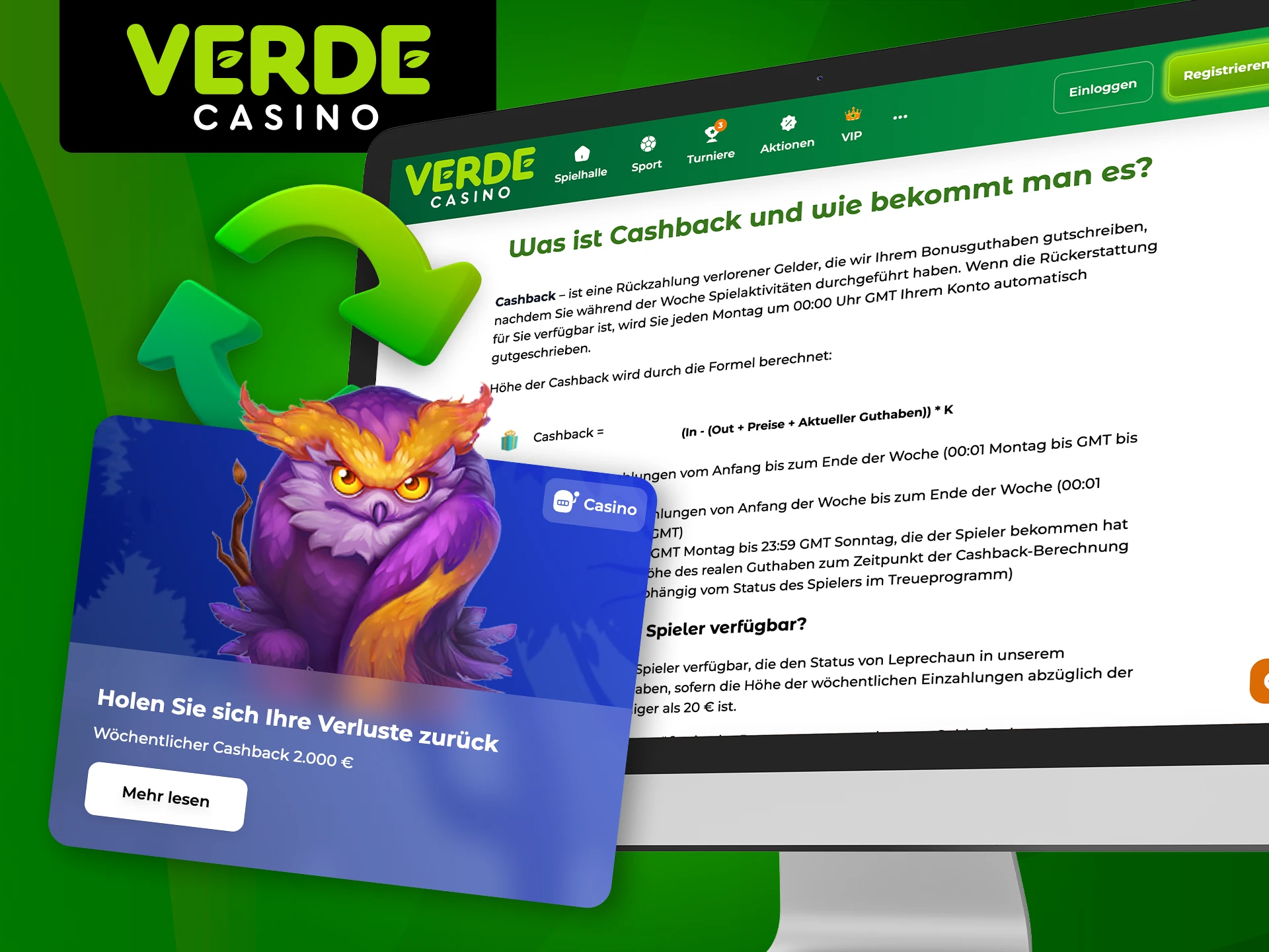 Lernen Sie alles über den Cashback-Bonus im Verde Casino.