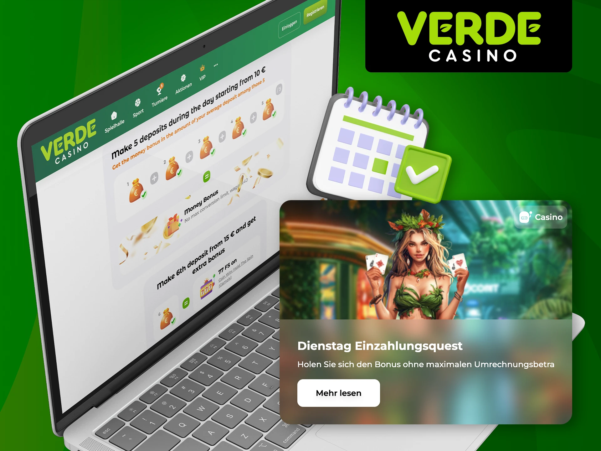Informieren Sie sich über die Dienstag Deposit Quest im Verde Casino.