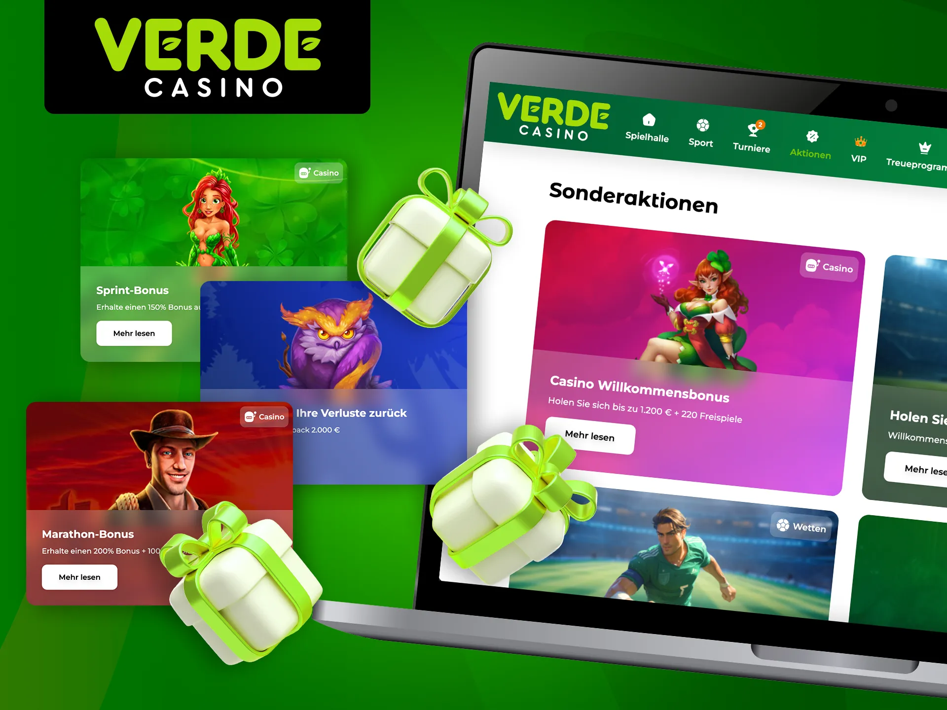 Entdecken Sie die Boni und Aktionen im Verde Casino.