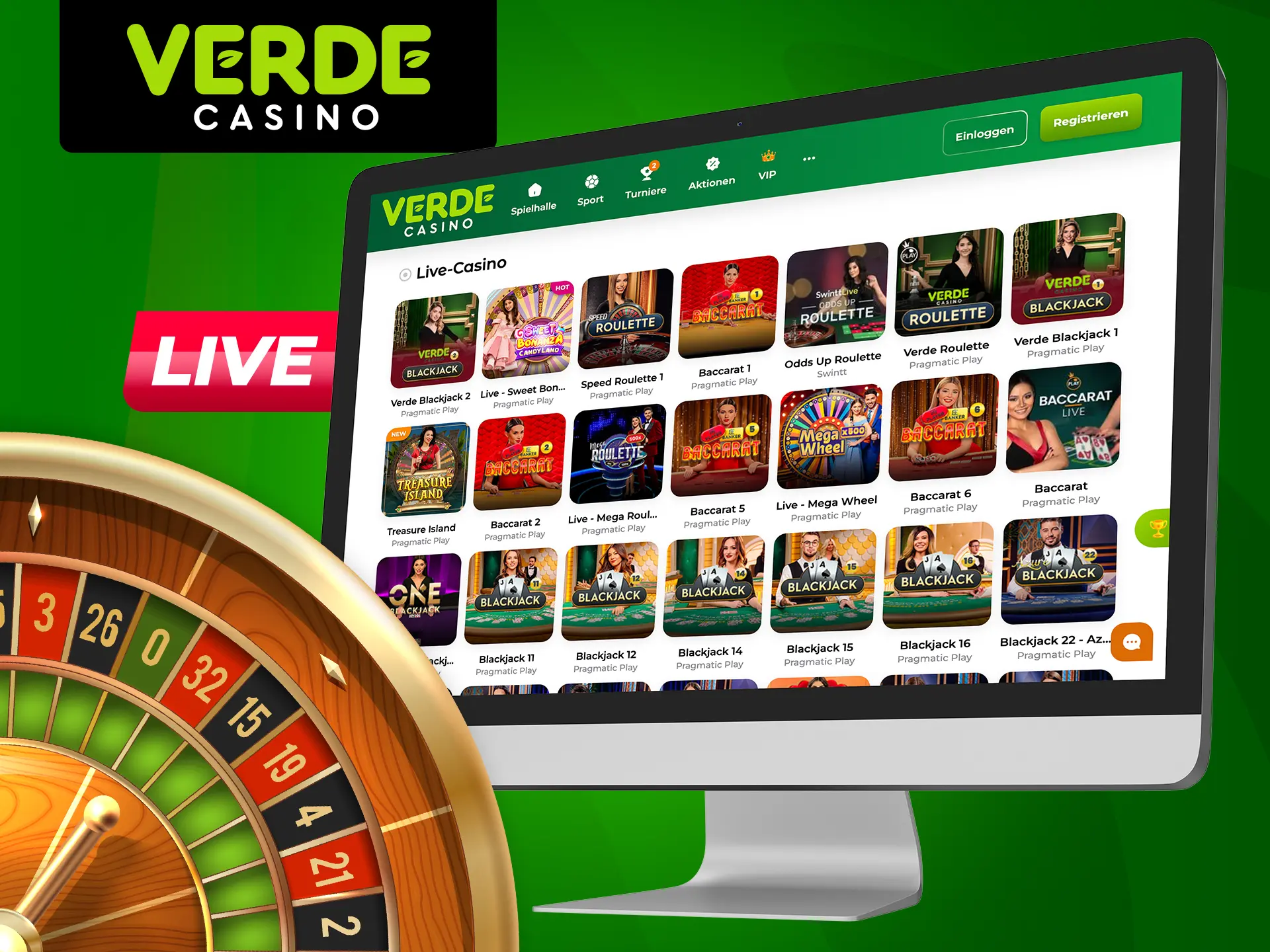 Genießen Sie das Spiel im Casino mit Live-Dealern im Verde Casino.