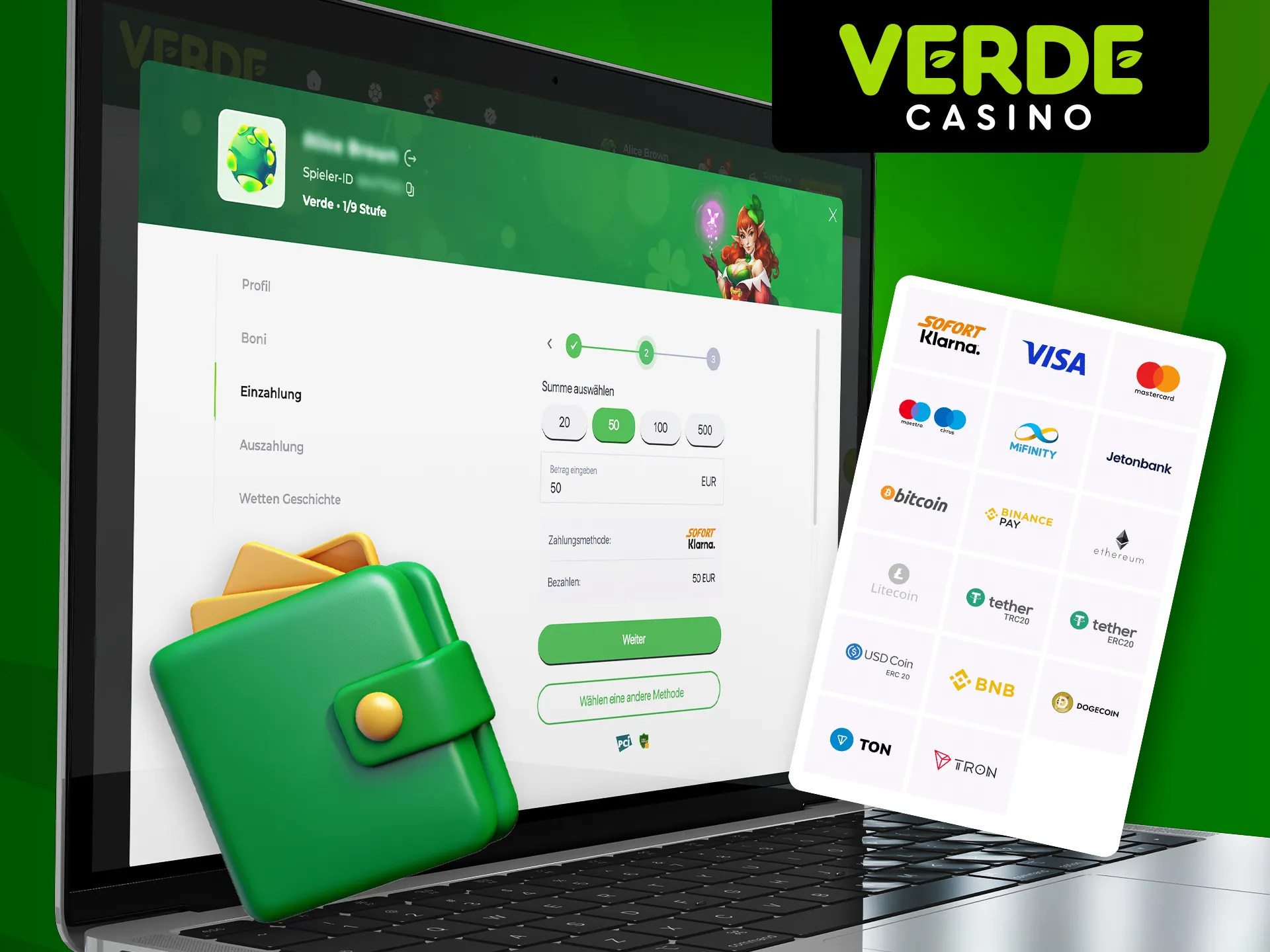 Lesen Sie die Schritt-für-Schritt-Anleitung für Einzahlungen im Verde Casino.