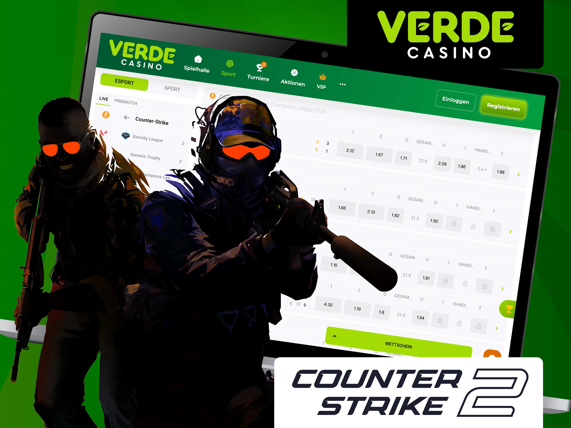 Wetten Sie auf Counter-Strike 2 bei Verde Casino.