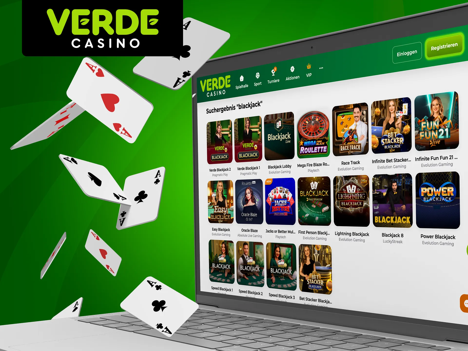 Versuchen Sie Ihr Glück mit Live-Blackjack im Verde Casino.