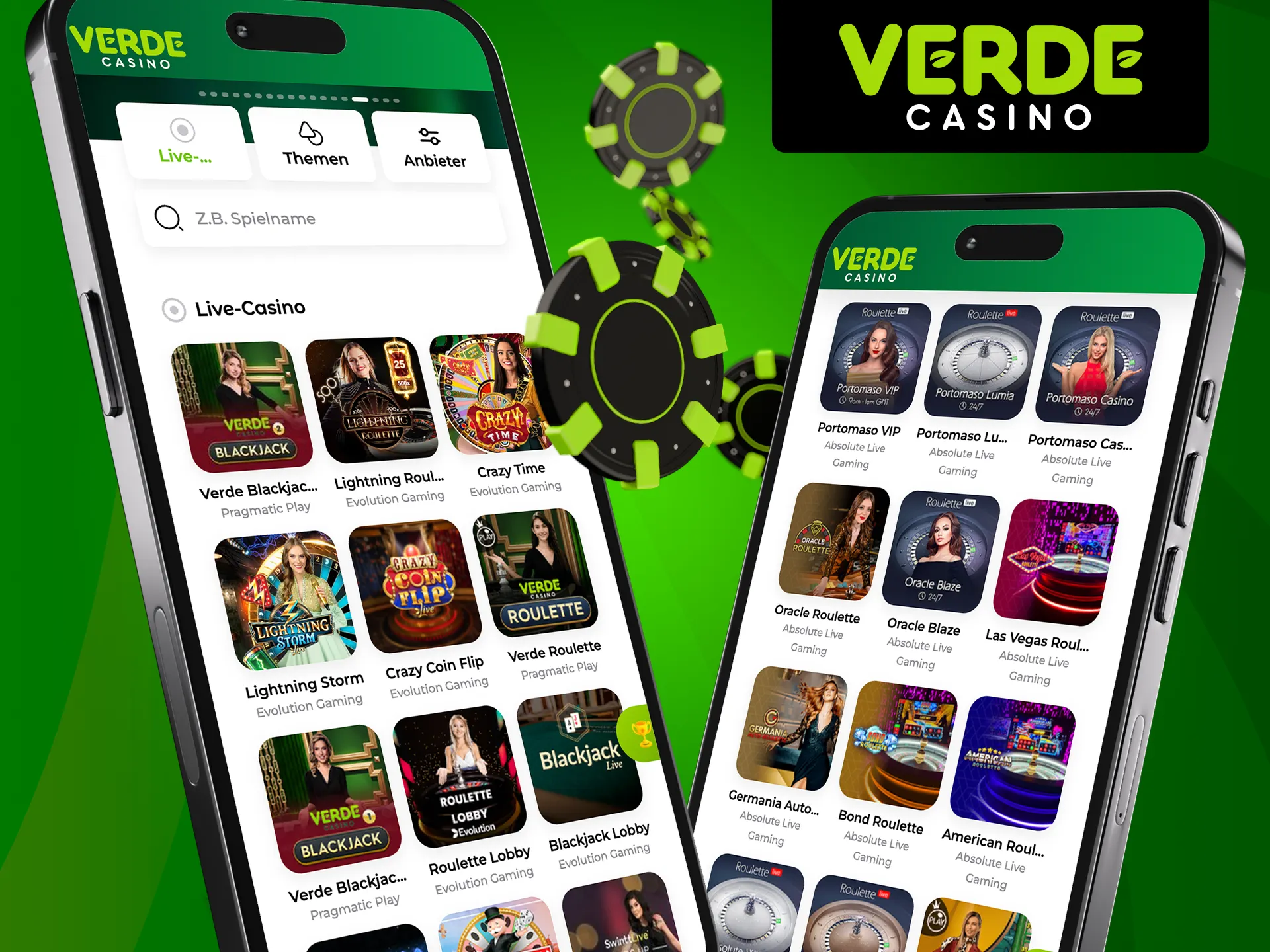 Mit der mobilen Casino-App von Verde können Sie Ihre Lieblings-Live-Spiele auch unterwegs genießen.