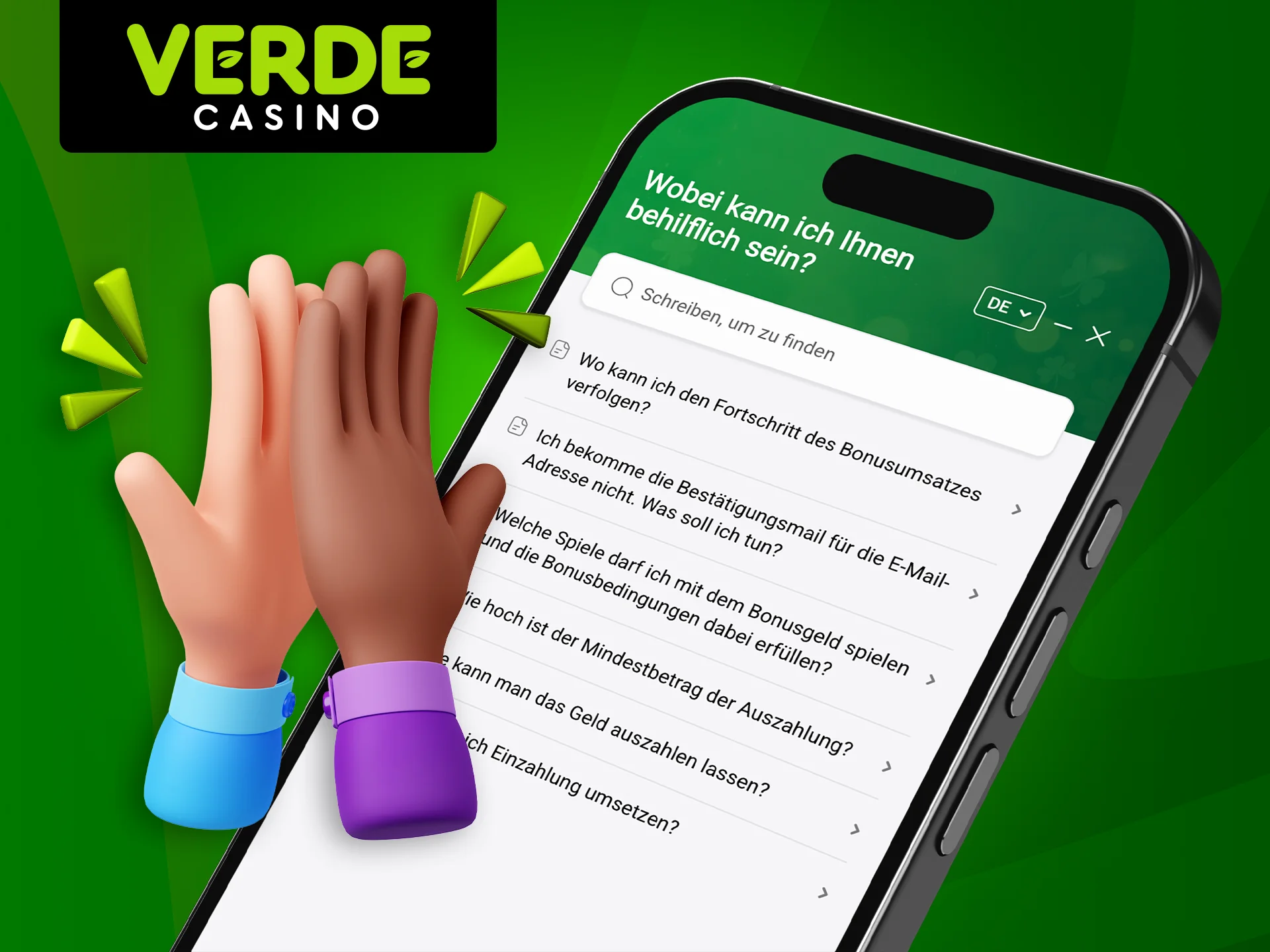Erfahren Sie, was Sie tun müssen, wenn bei der Registrierung im Verde Casino Probleme auftreten.