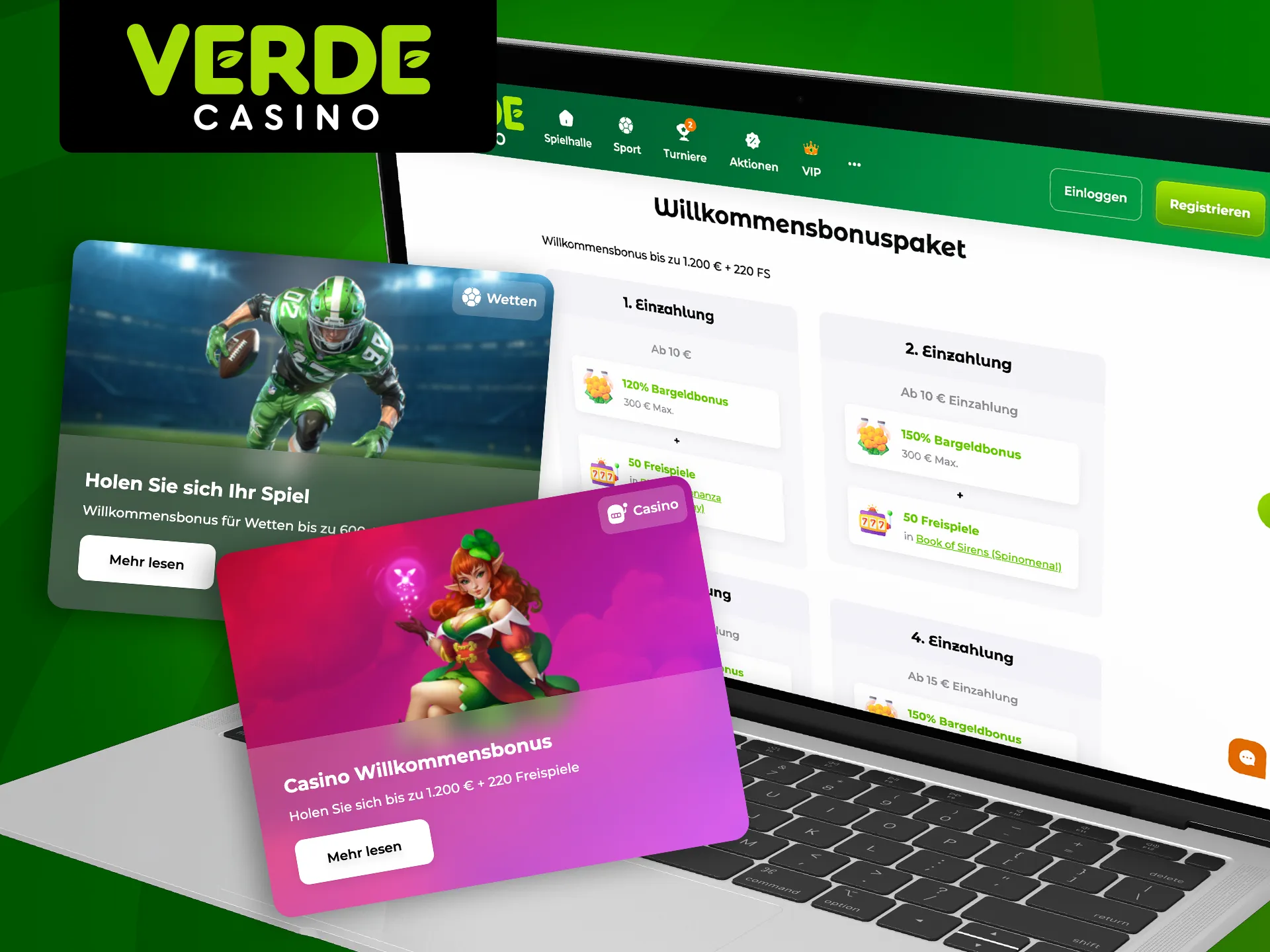 Lesen Sie mehr über den Willkommensbonus im Verde Casino.