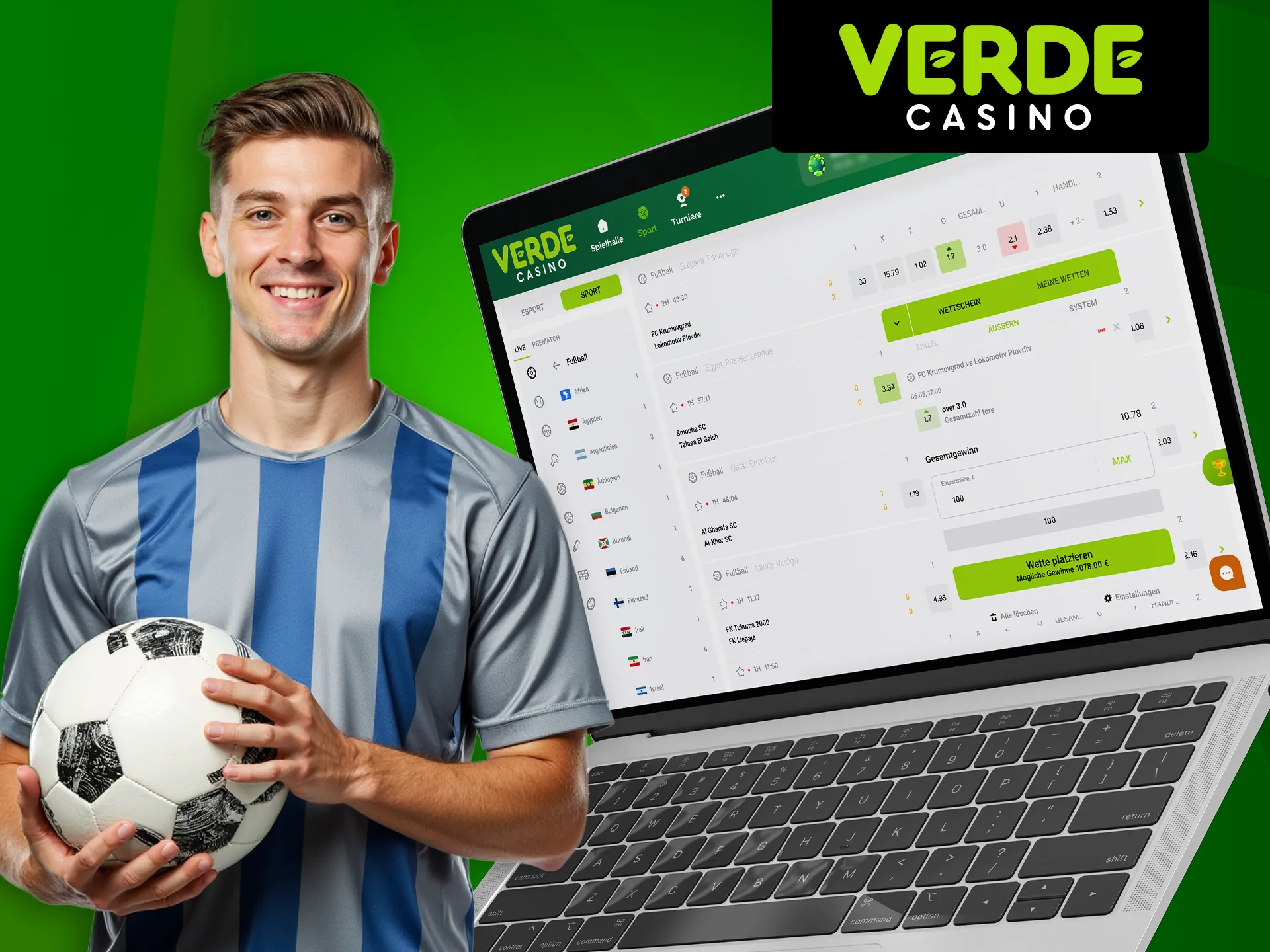Erfahren Sie, auf was Sie bei Verde Casino im Fußball wetten können.