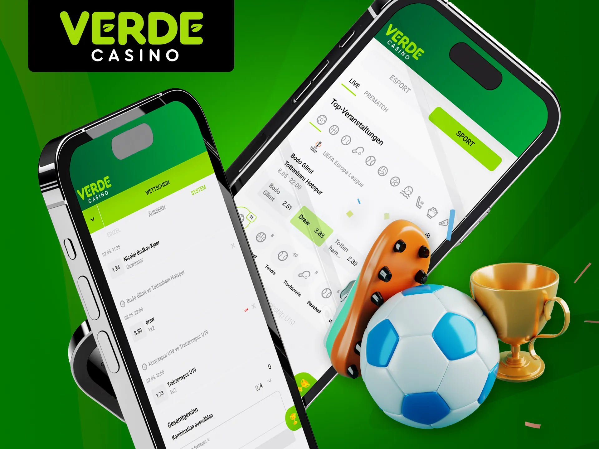 Mit der mobilen App des Verde Casinos können Sie ganz einfach Sportwetten abschließen.