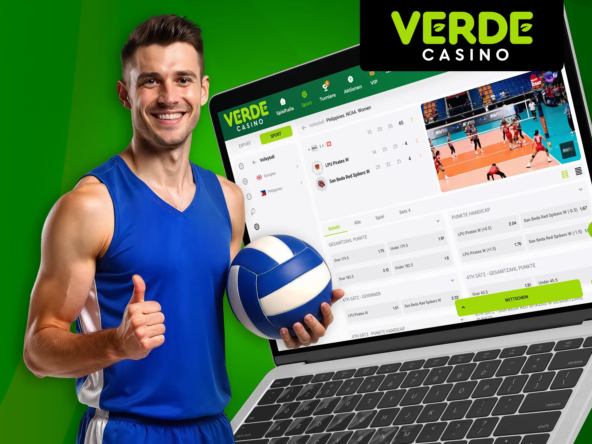 Lesen Sie, worauf Sie bei Verde Casino im Volleyball wetten können.