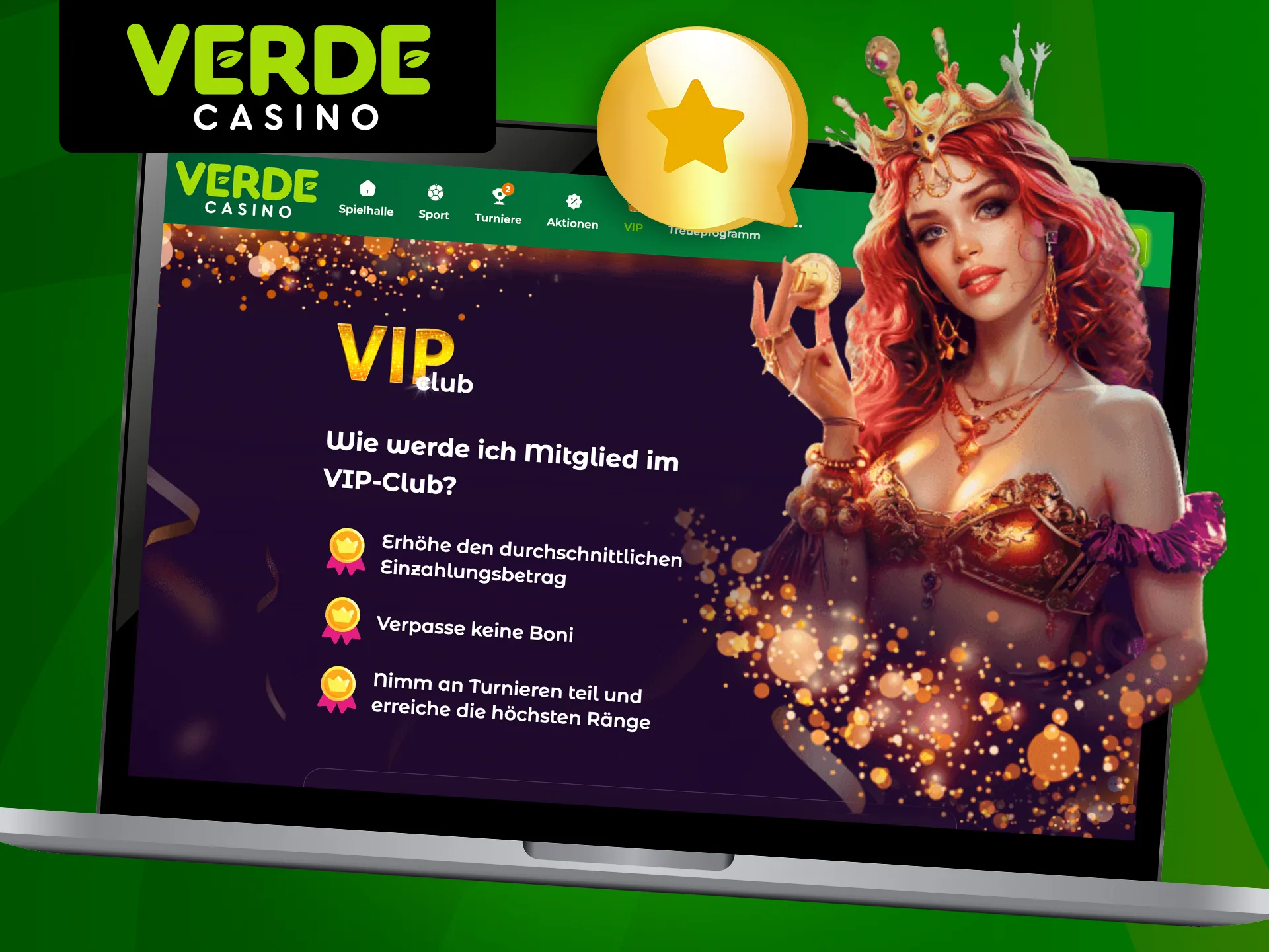 Einfache Schritte, um VIP-Mitglied im Verde Casino zu werden.