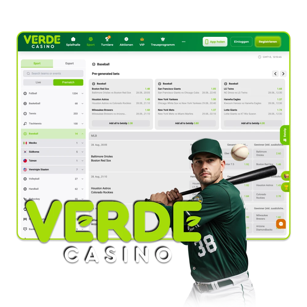 Entdecke spannende Baseballaktionen im Verde Casino.