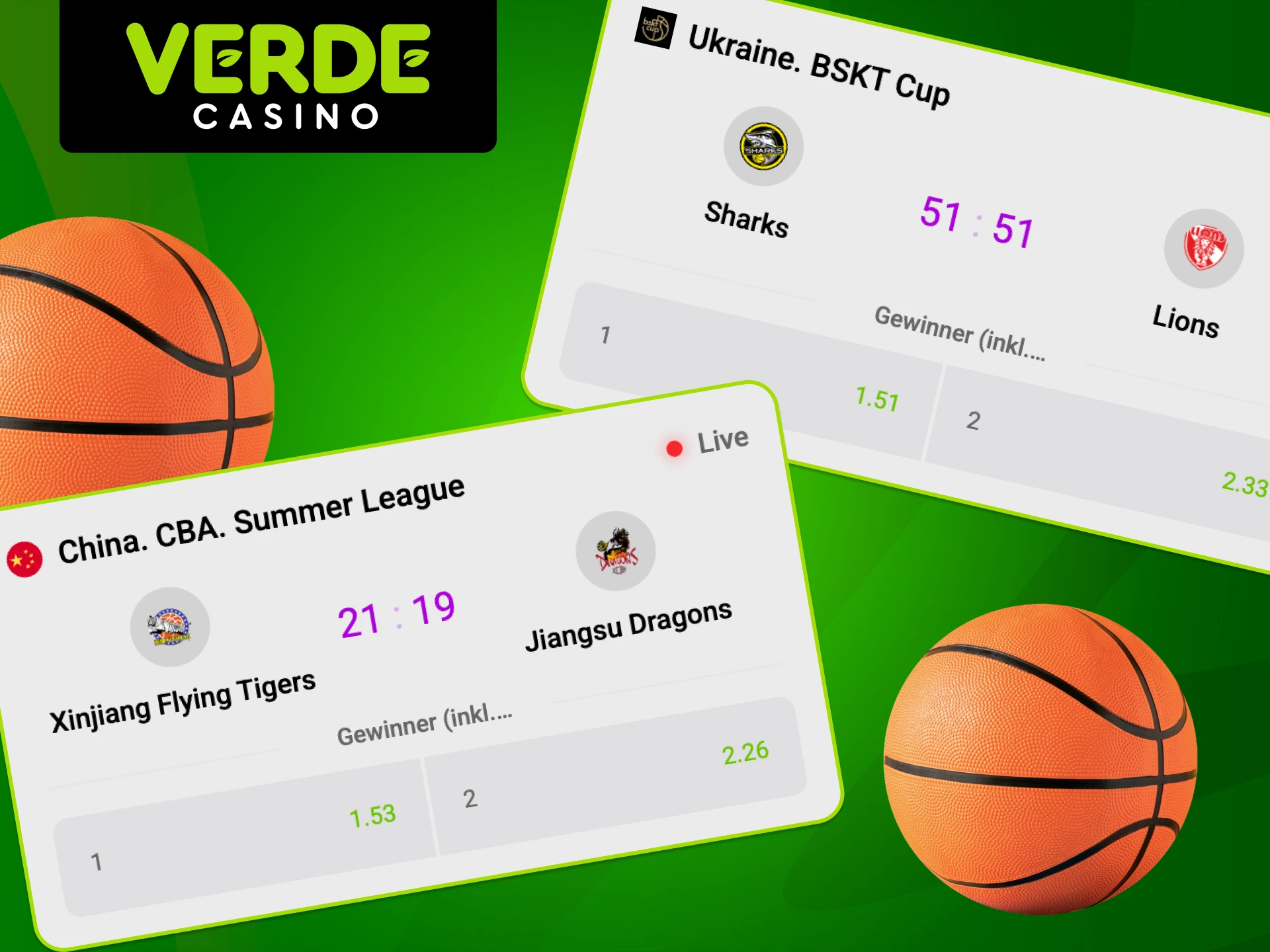 Gewinne große Preise in Basketball Turnieren bei Verde Casino.