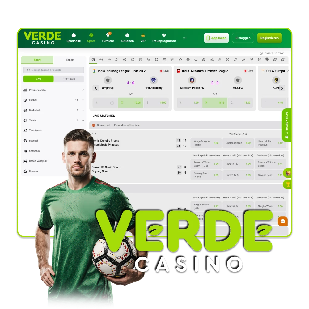 Fußballwetten mit Nervenkitzel nur im Verde Casino.