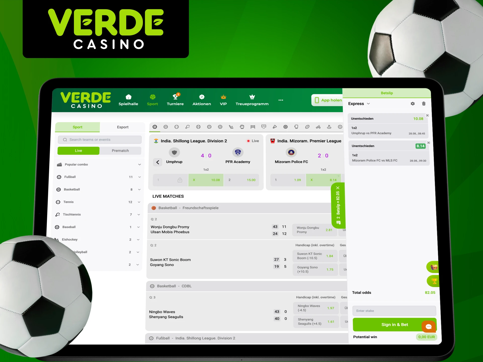 Lerne clever wetten auf Fußball im Verde Casino.