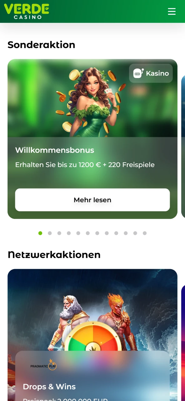 Sichern Sie sich exklusive Boni und Freispiele auf der Verde Casino Webseite.