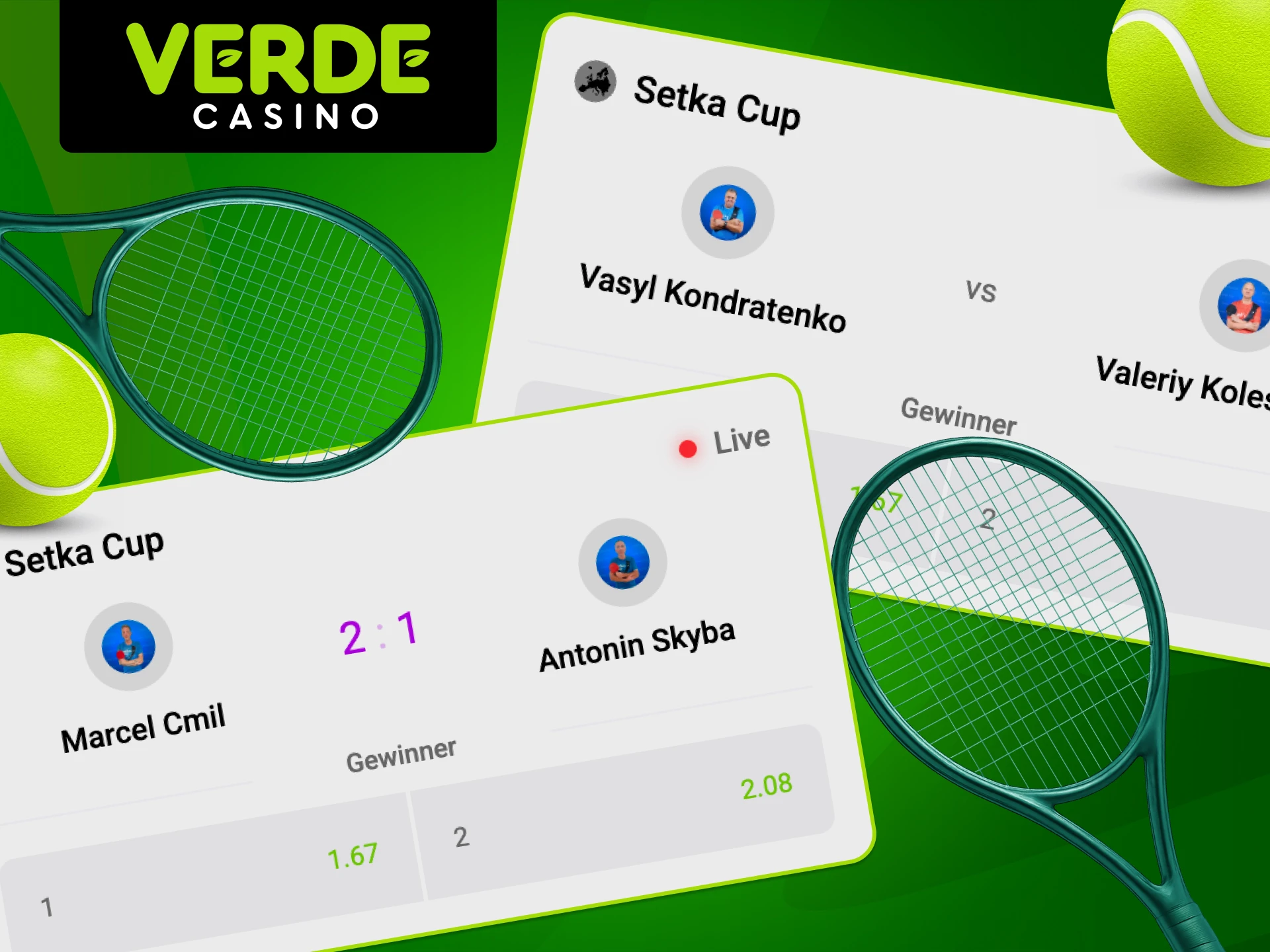 Erlebe aufregende Tennis Turniere bei Verde Casino.