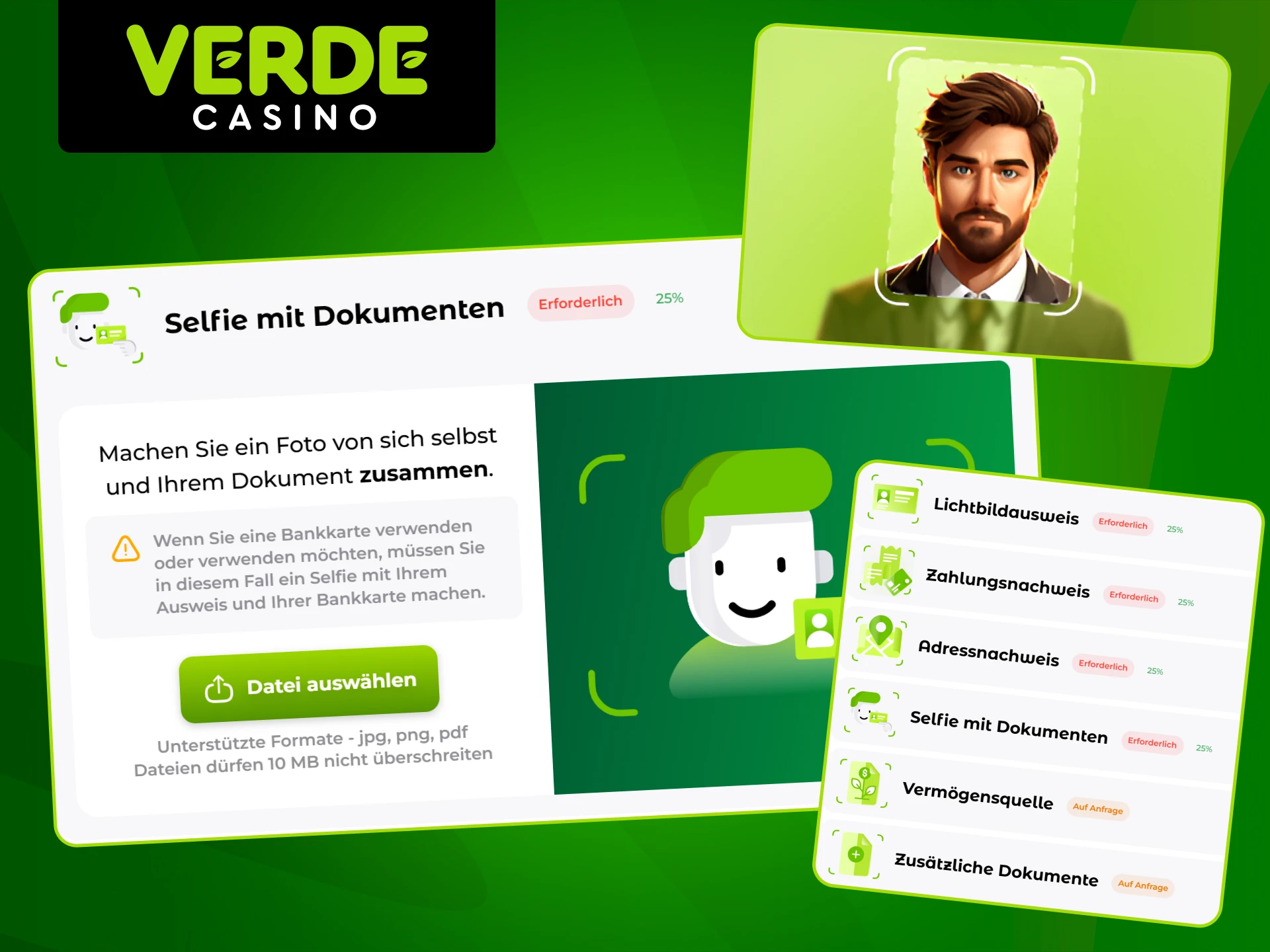 Einfache Schritte zur Verifizierung bei Verde Casino.