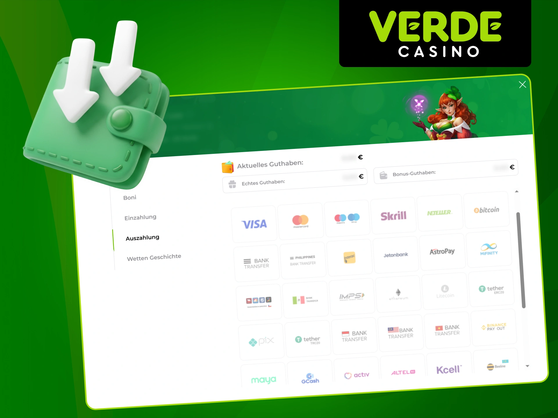 Erfahren Sie, wie Sie eine Auszahlung bei Verde Casino vornehmen können.