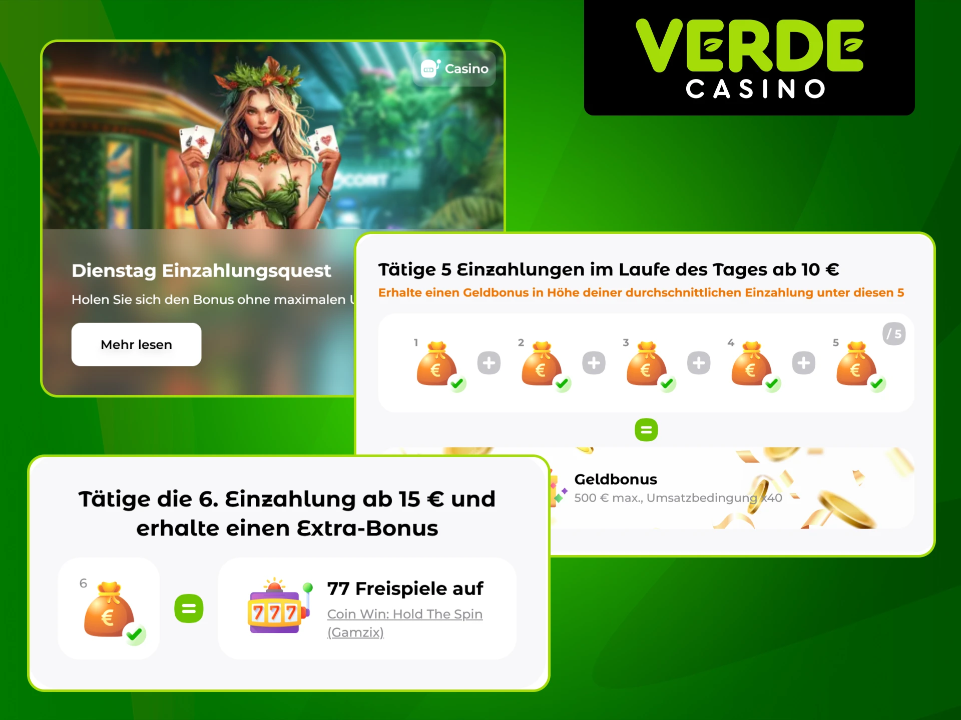Informieren Sie sich über die Dienstag Deposit Quest im Verde Casino.