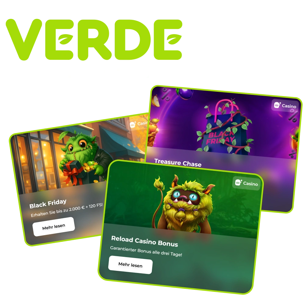 Verde bietet seinen Spielern eine breite Palette von Boni.