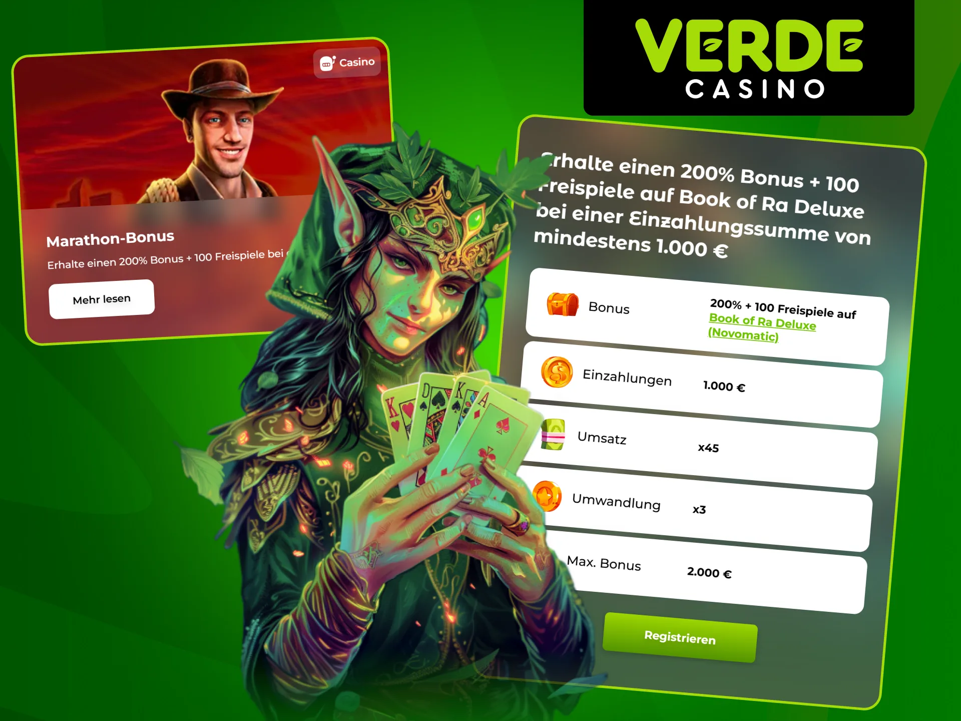 Machen Sie eine Einzahlung im Verde Casino und erhalten Sie den Marathon Bonus.