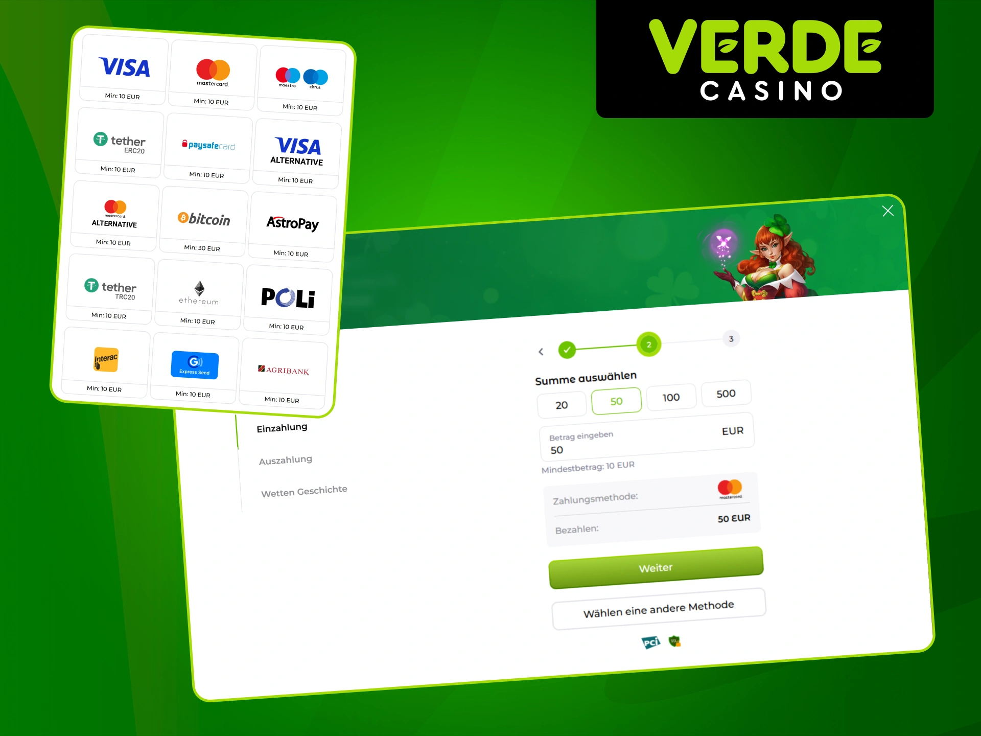 Lesen Sie die Schritt-für-Schritt-Anleitung für Einzahlungen im Verde Casino.
