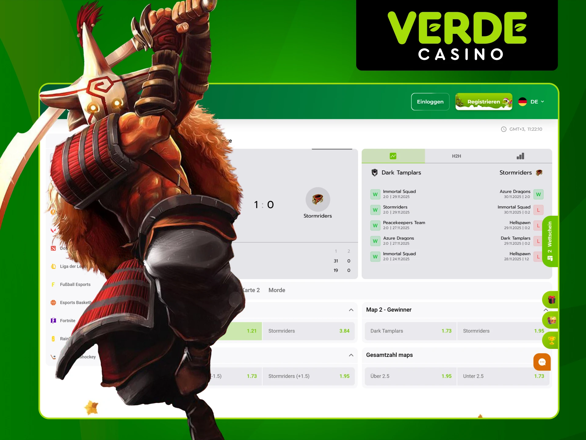 Lesen Sie, worauf Sie bei Verde Casino im Spiel Dota 2 wetten können.