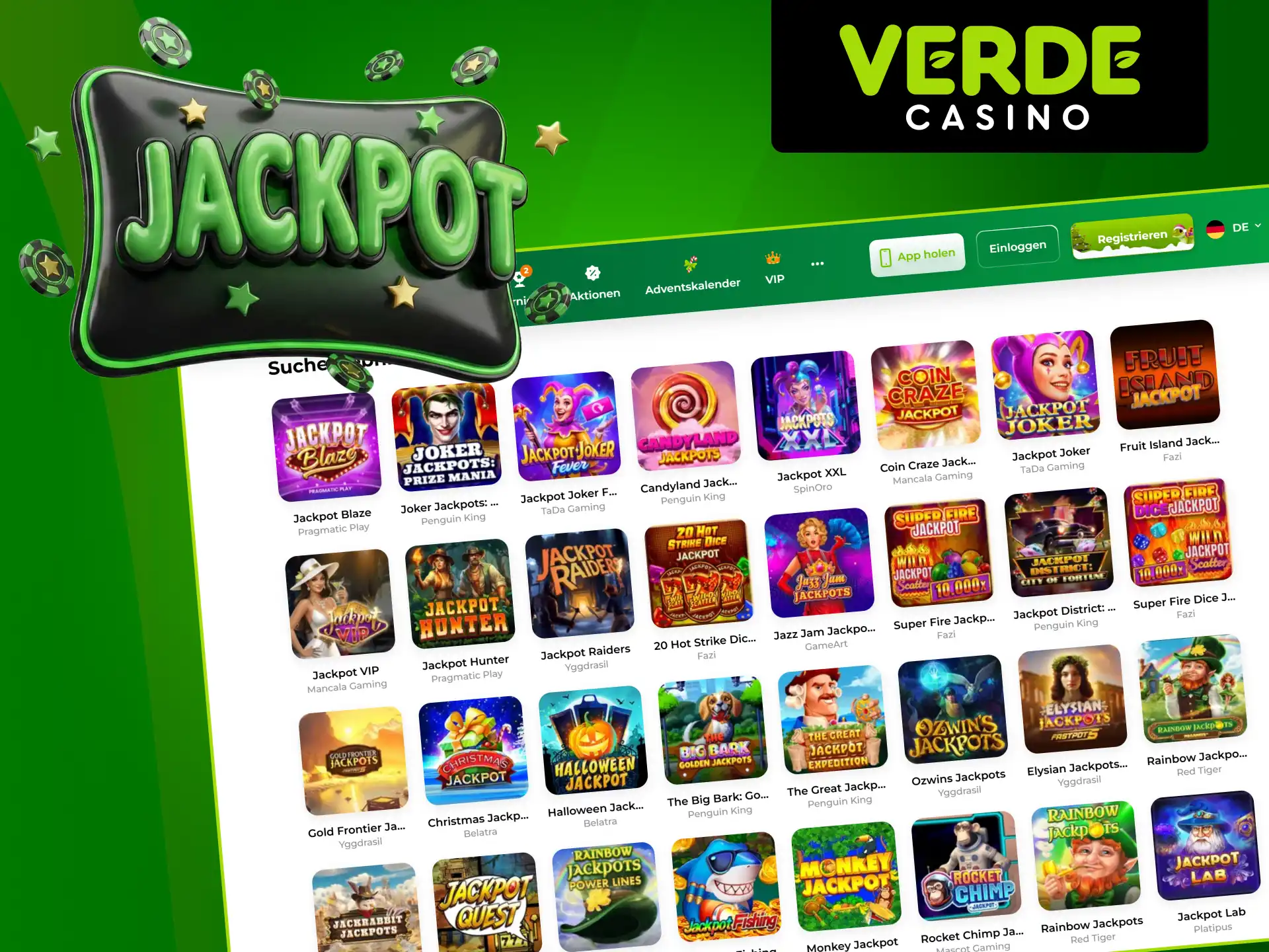 Ihr Jackpot wartet bereits auf Sie in den Wetten im Verde Casino.