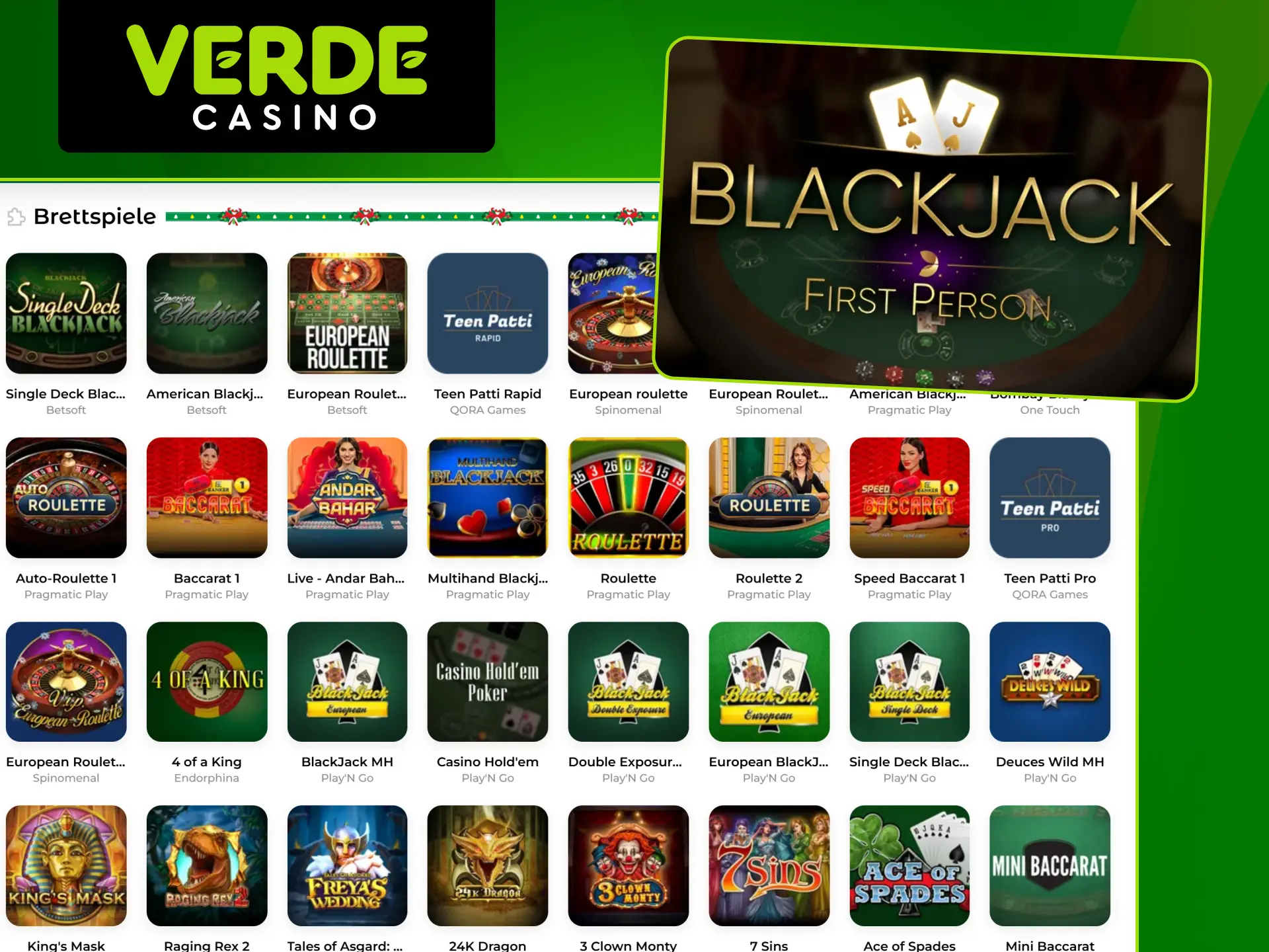 Versuchen Sie Ihr Glück bei den Tischspielen im Verde Casino.