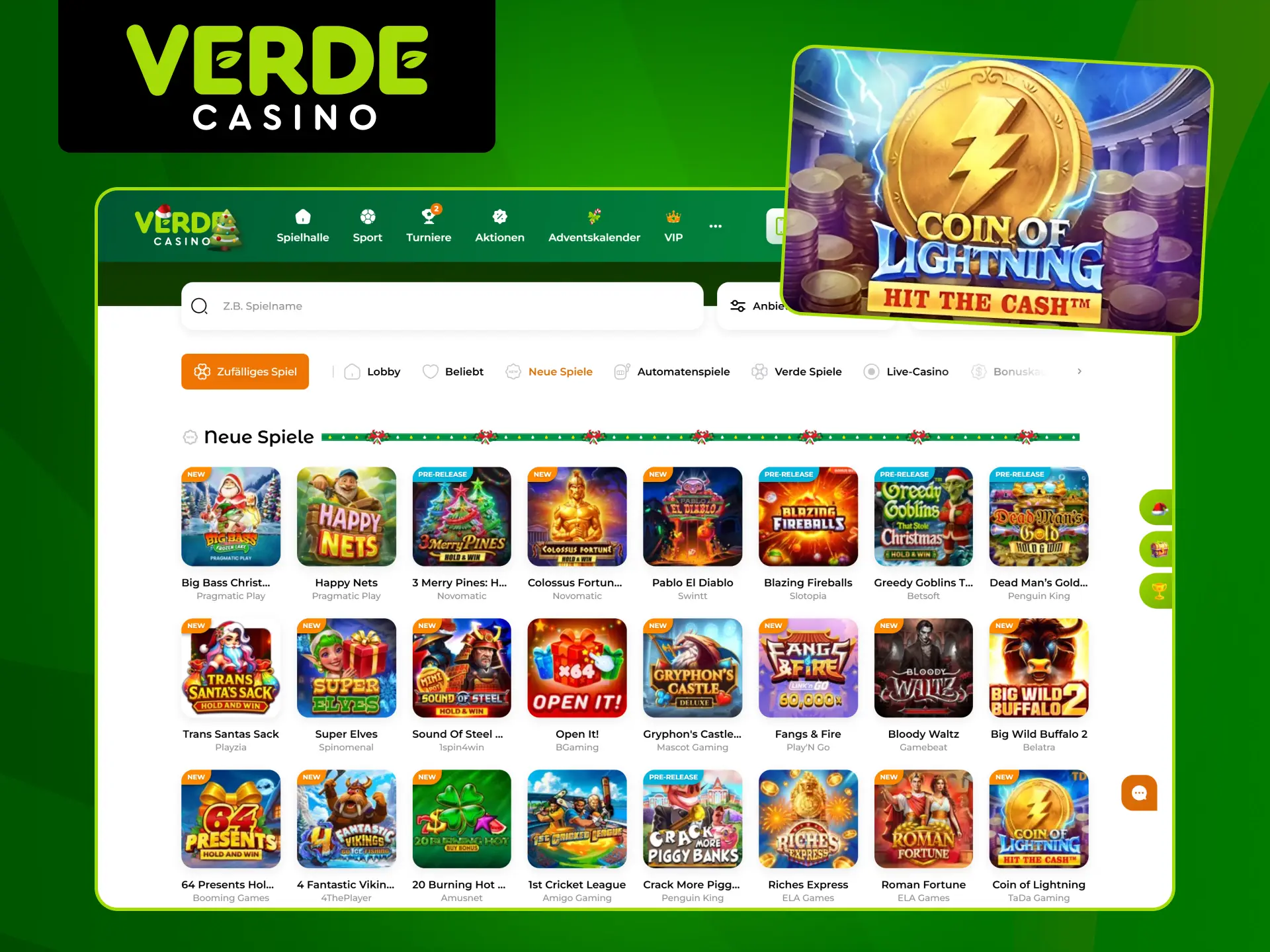 Informieren Sie sich über die neuen Spiele, die im Verde Casino verfügbar sind.