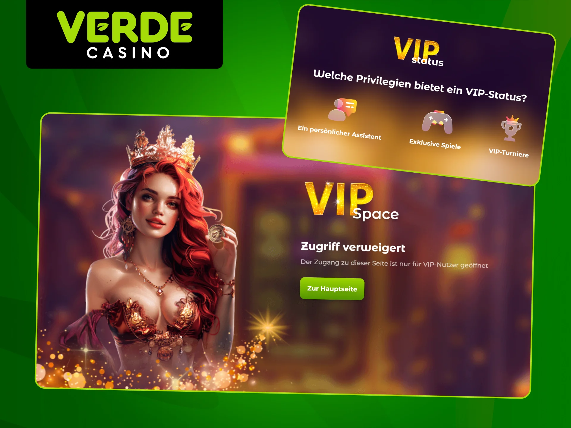 Werden Sie Mitglied im Verde Casino VIP Club und erhalten Sie Boni.