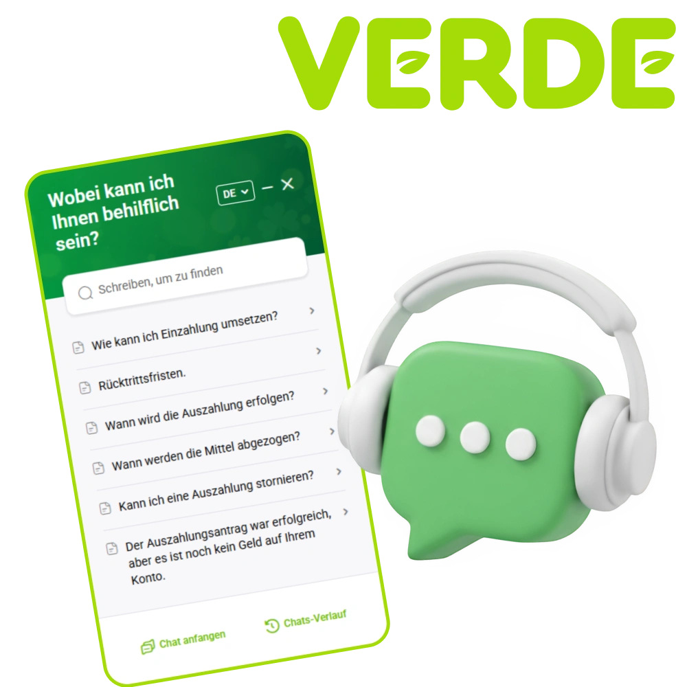 Wenden Sie sich bei Bedarf an das Team von Verde Casino.