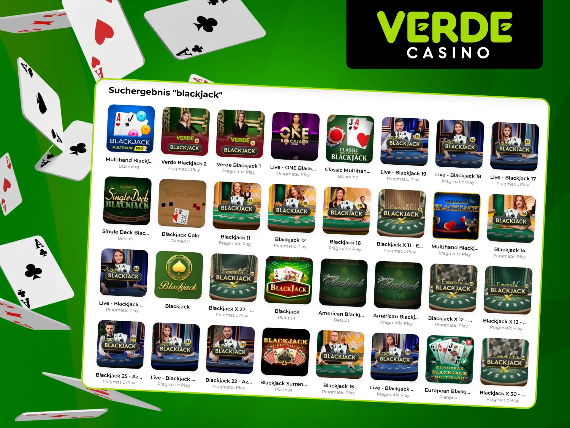 Versuchen Sie Ihr Glück mit Live-Blackjack im Verde Casino.