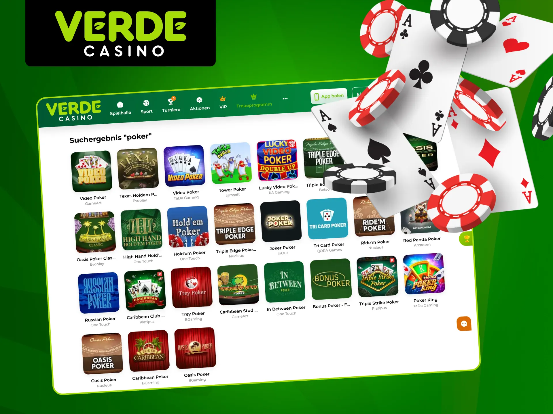 Genießen Sie Live Poker im Verde Casino.