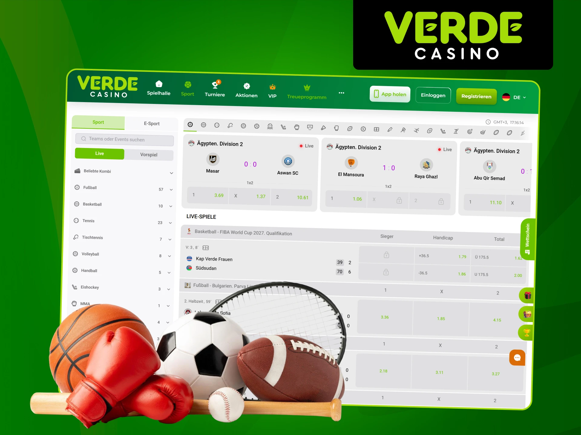 Lesen Sie, wie Sie mit Sportwetten bei Verde Casino beginnen können.