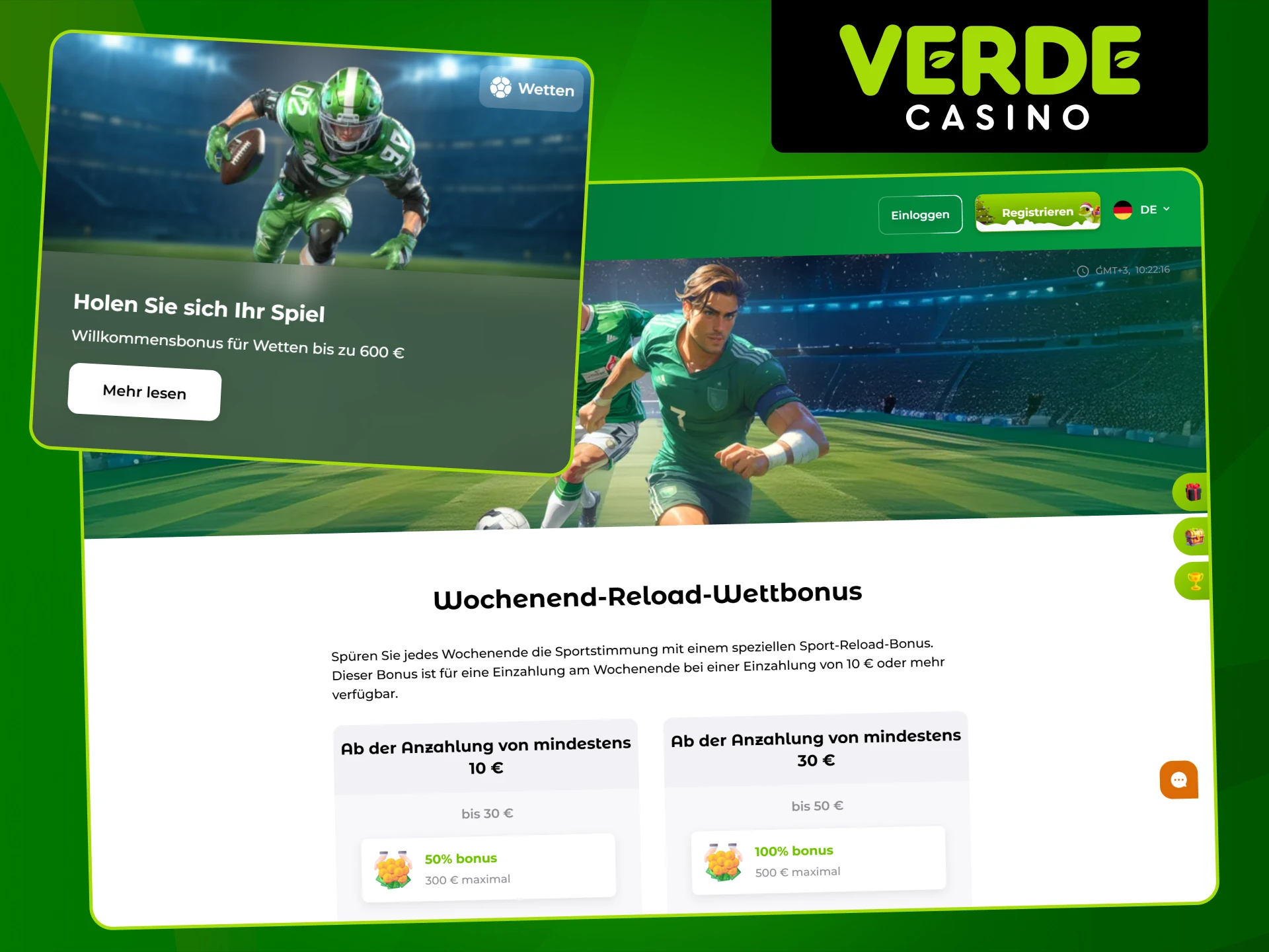Erfahren Sie, welchen Willkommensbonus das Verde Casino für Sportwetten für neue Kunden anbietet.