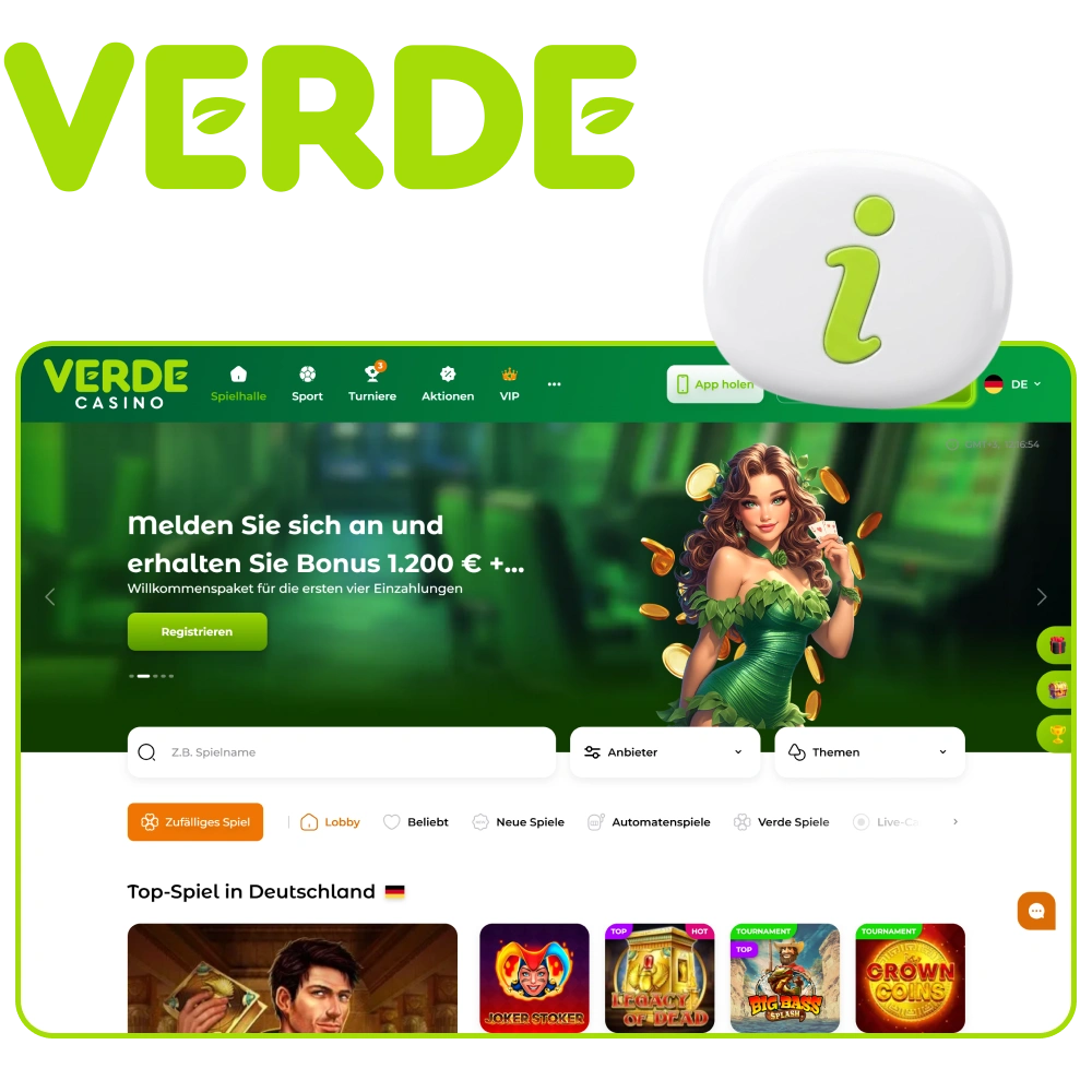 Hier finden Sie weitere Informationen über Verde Casino.